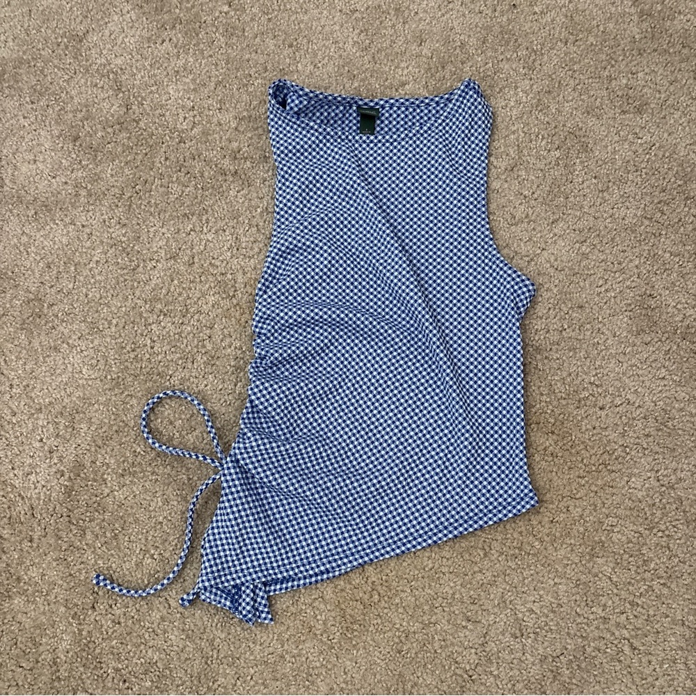 wild fable Blue Gingham Side-Tie Tank Top
